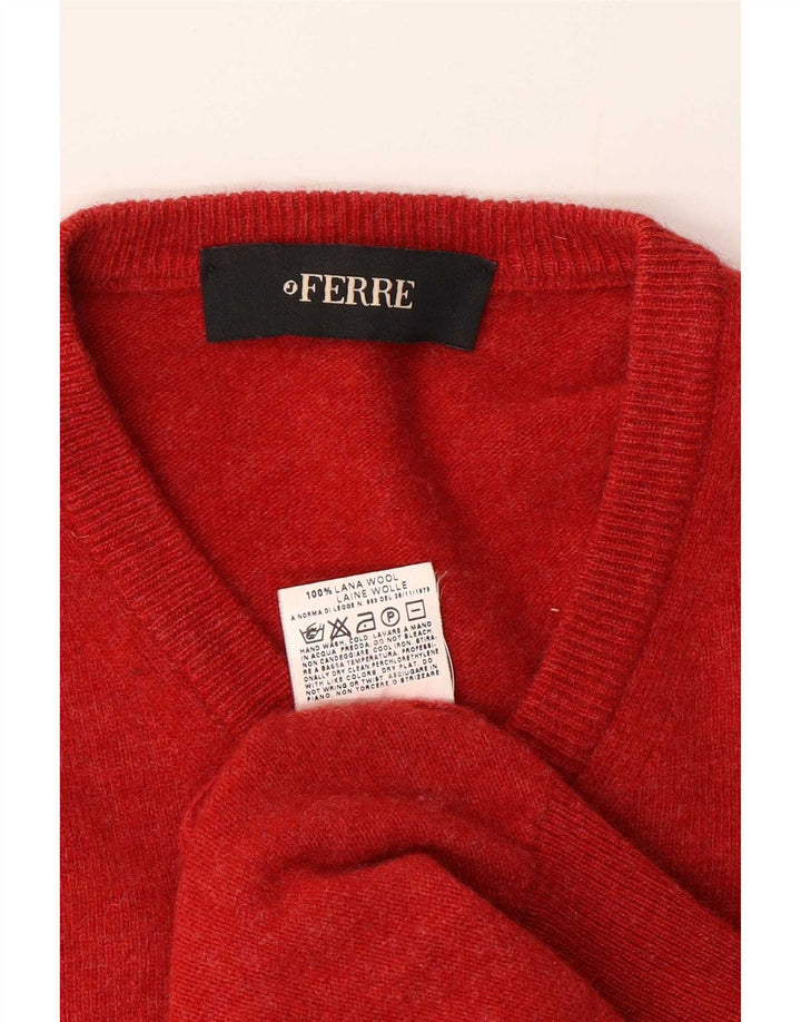 Ferre Pull Col V Homme Rouge Moyen Laine