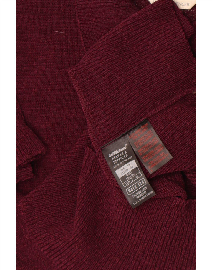 Marks & Spencer Pull cardigan court pour femme UK 14 Bordeaux moyen