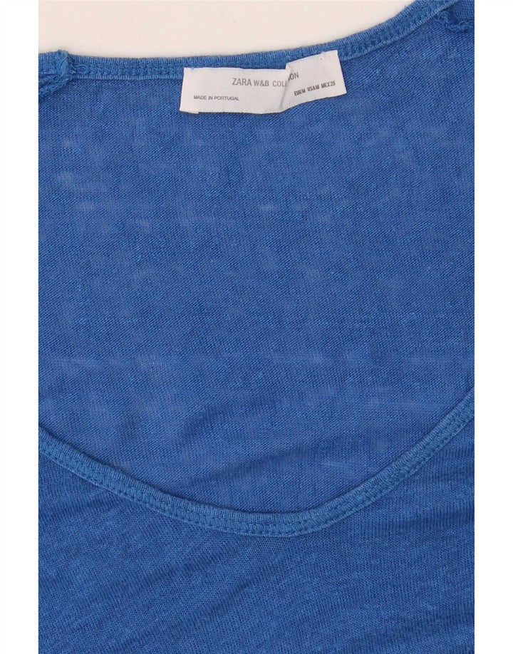 Zara Femme Tunique Asymétrique UK 12 Bleu Moyen