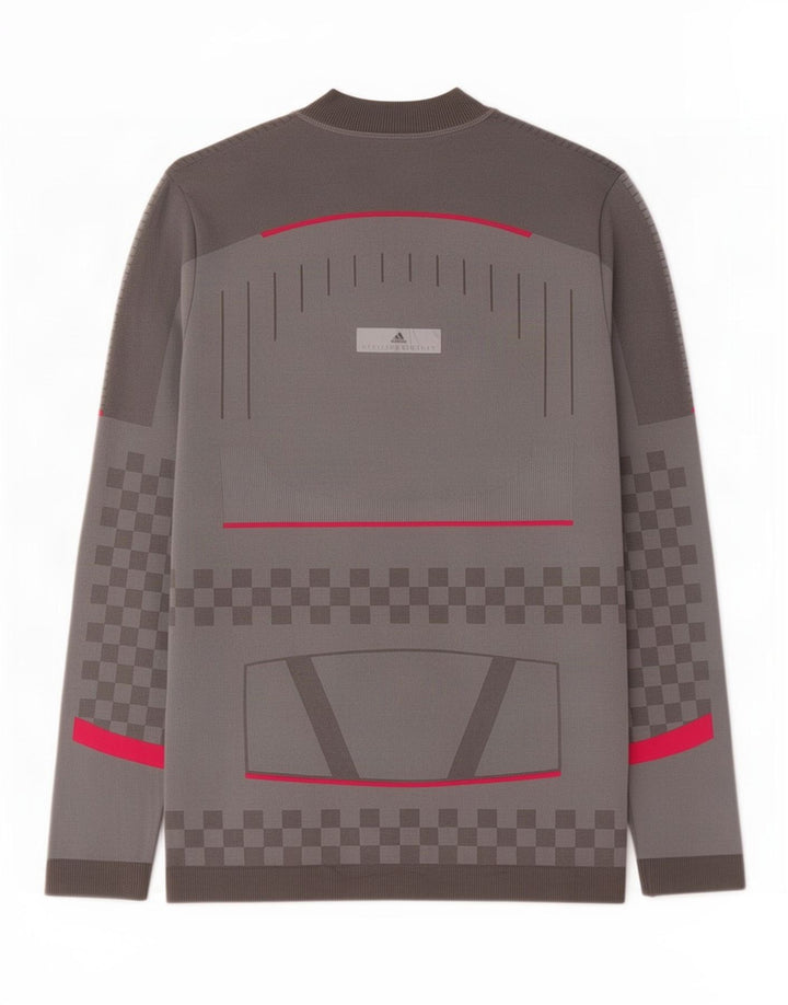 Adidas Femmes Pull Survêtement Top UK 14 Grand Gris Géométrique Polyester