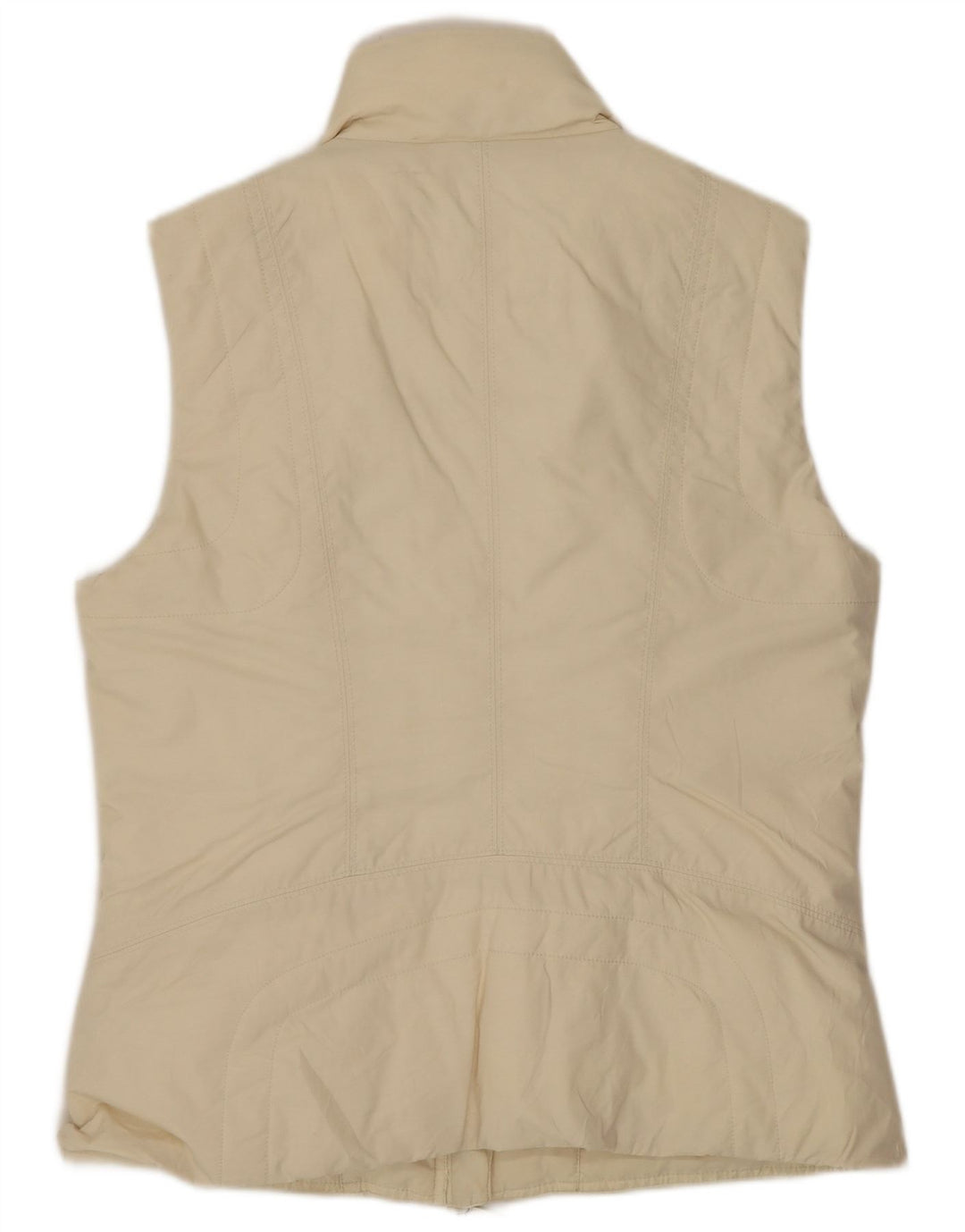 Benetton Gilet Rembourré Femme UK 14 Moyen Blanc Cassé Coton