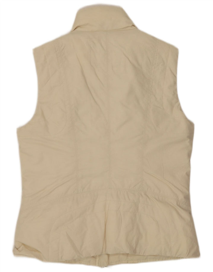 Benetton Gilet Rembourré Femme UK 14 Moyen Blanc Cassé Coton