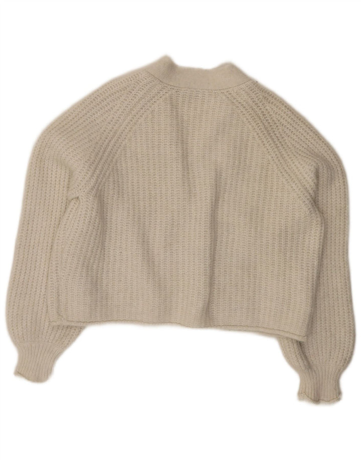 Zara Womens Crop Oversize Cardigan Pull UK 10 Petit Blanc