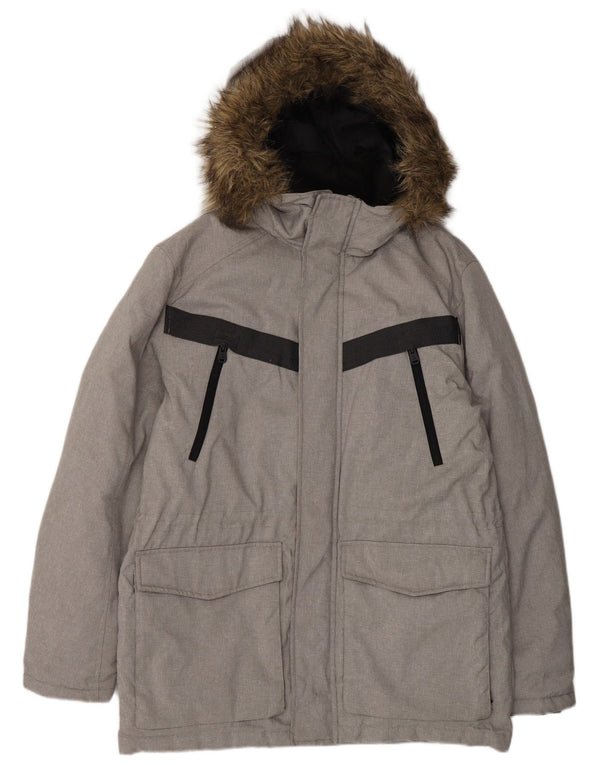 Jack & Jones Veste matelassée à capuche pour homme UK 40 Large Gris Colorblock