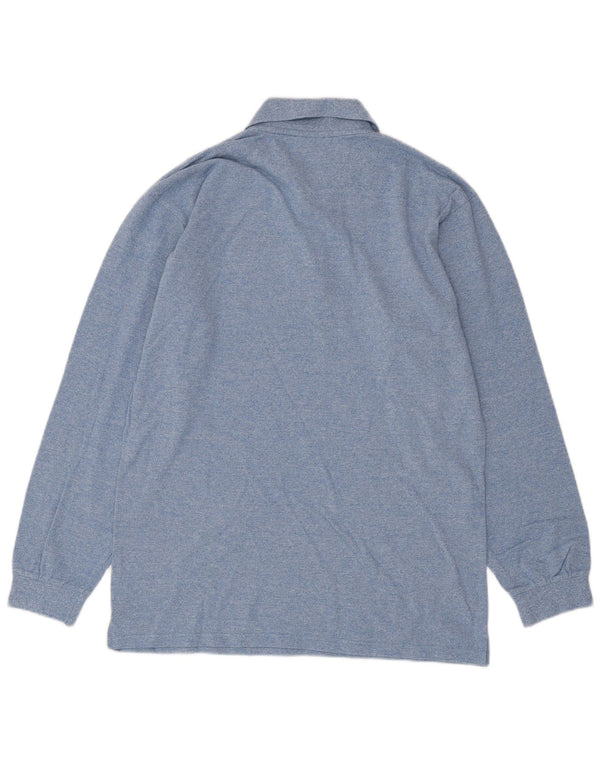 Champion Polo à manches longues pour homme en coton moucheté bleu grand