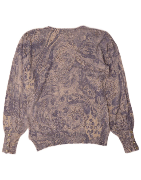 Ralph Lauren Pull col en V pour femme UK 12 Bleu moyen Paisley Soie