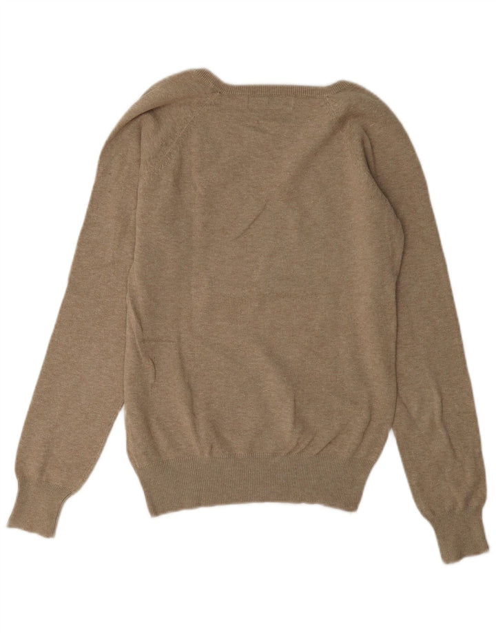 Zara Pull col en V pour femme UK 14 en coton marron moyen