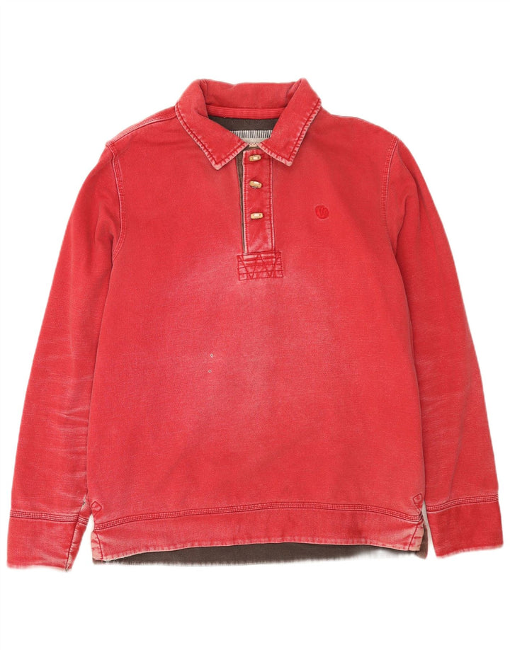 Fat Face Sweat-Shirt Col Polo Homme Rouge Moyen Coton