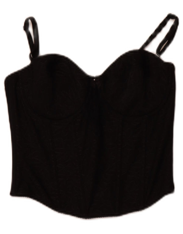 TRIUMPH Womens Crop Corset Top UK 4 XS Black Polyester