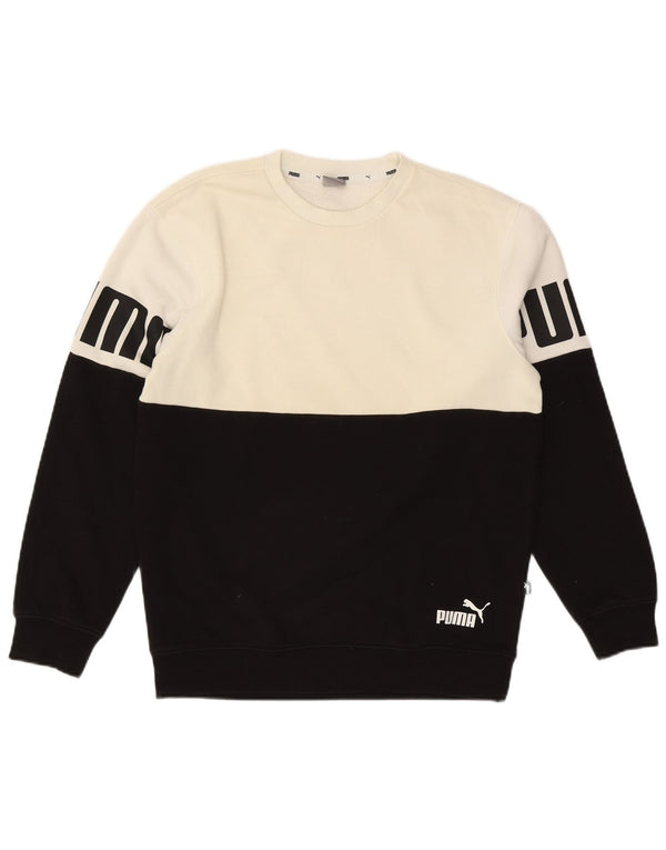 Puma Sweat-shirt graphique pour homme en coton color block Noir Taille S