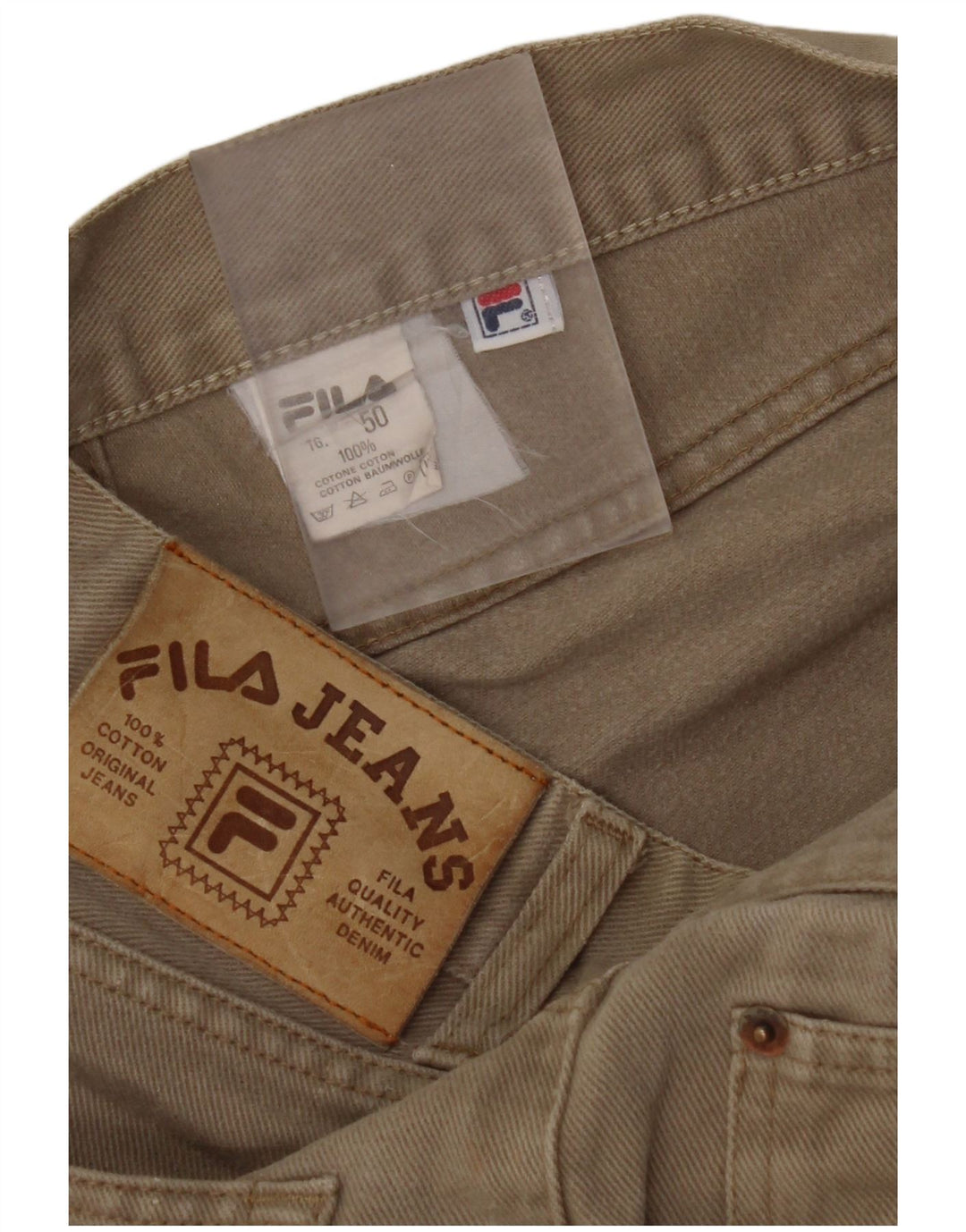 FILA Jean droit homme IT 50 Large W32 L30 coton beige