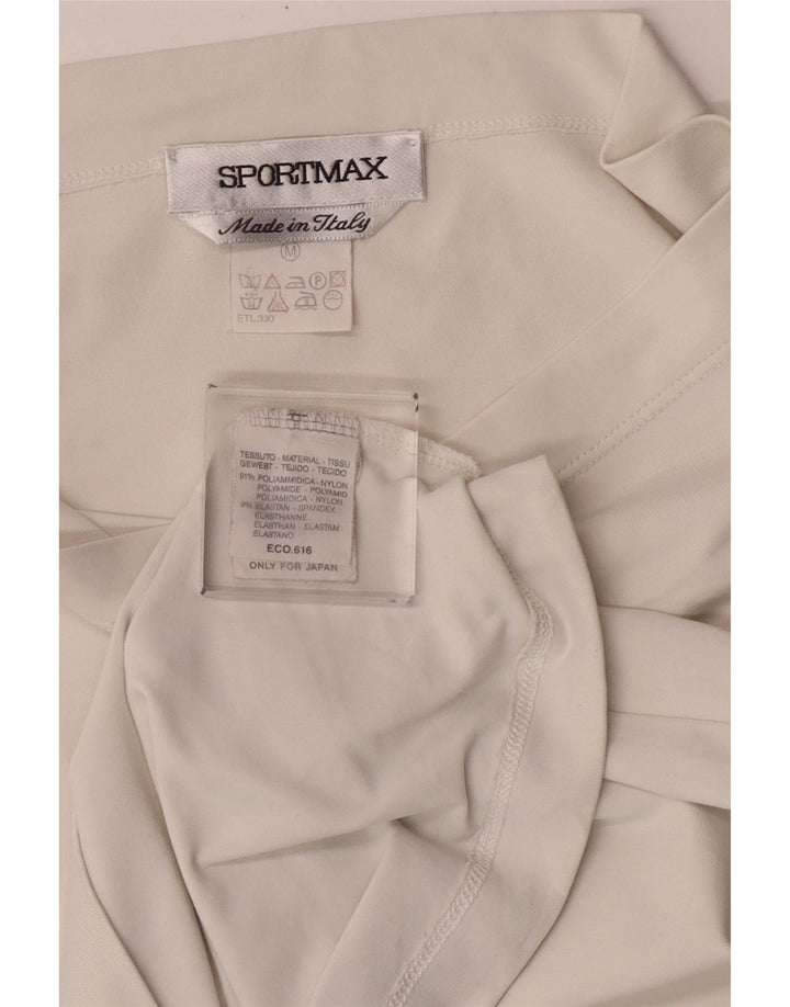Sportmax Haut court à manches longues pour femme UK 12 Medium Off White Polyamide