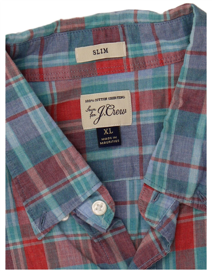 J. Crew Chemise Slim Homme XL Bleu Carreaux Coton
