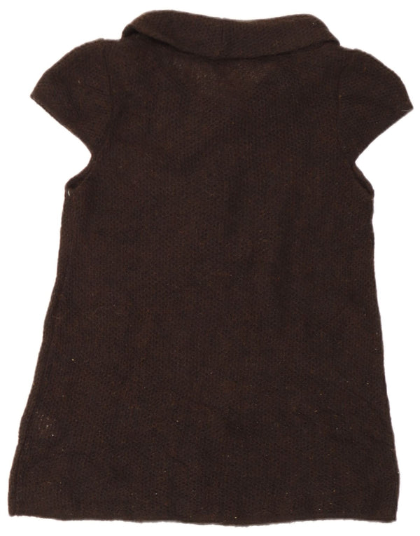 Topshop Pull à manches courtes et col roulé pour femme UK 10 Petit Marron