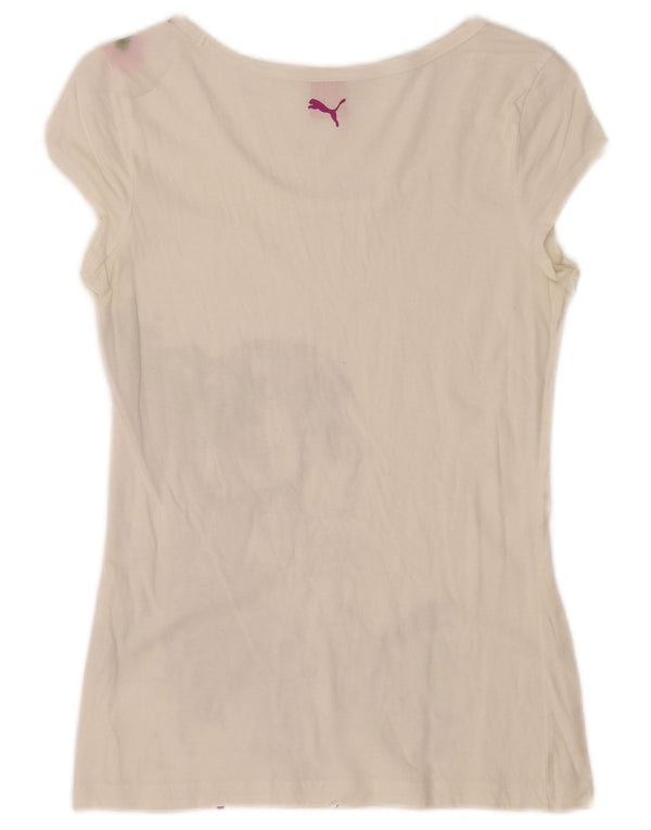 Puma T-shirt graphique régulier pour femme UK 10 Small Blanc