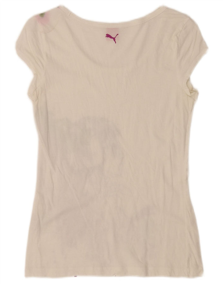 Puma T-shirt graphique régulier pour femme UK 10 Small Blanc