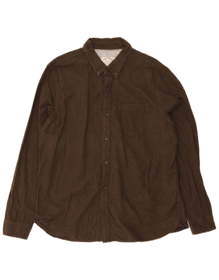 Fat Face Chemise Flanelle Homme XL Kaki Pied-de-Poule Coton