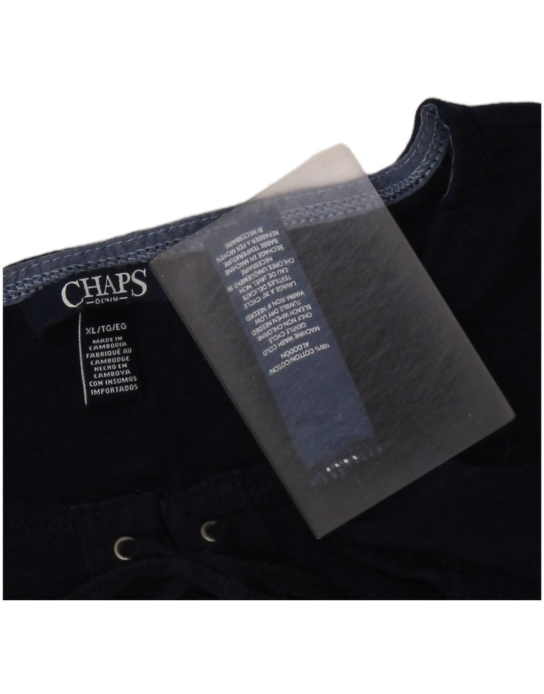 CHAPS Top Femme Manches 3/4 UK 18 XL Bleu Marine Coton