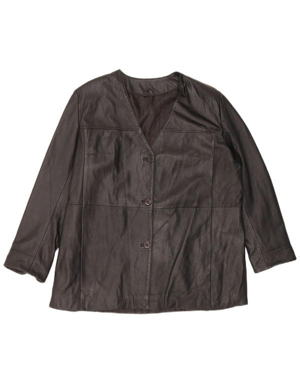 veste en cuir femme vintage UK 16 Grand Noir