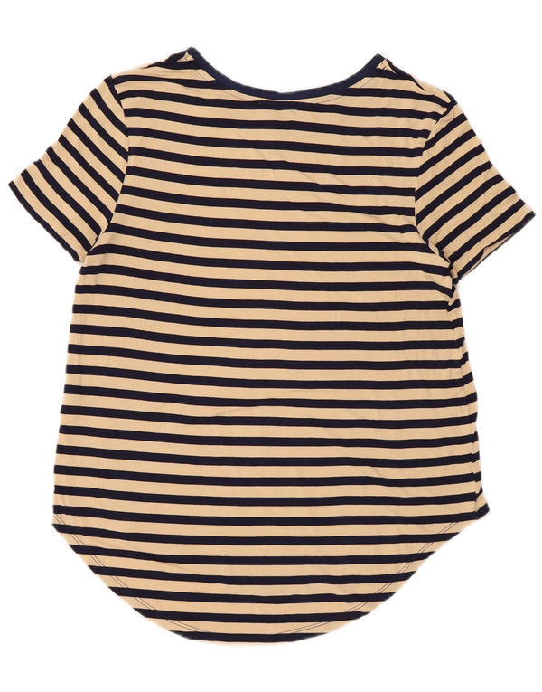 Oasis T-Shirt Lash Femme UK 10 Petite Viscose Rayée Beige