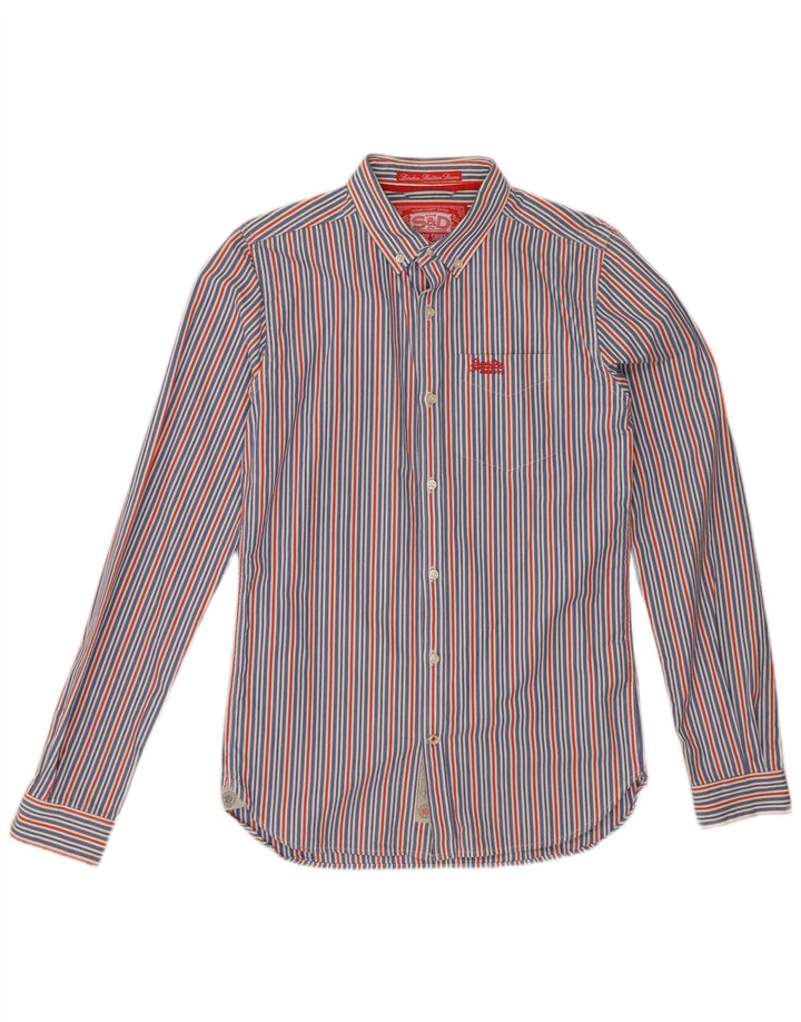 SUPERDRY Mens Shirt Small Blue Striped Cotton