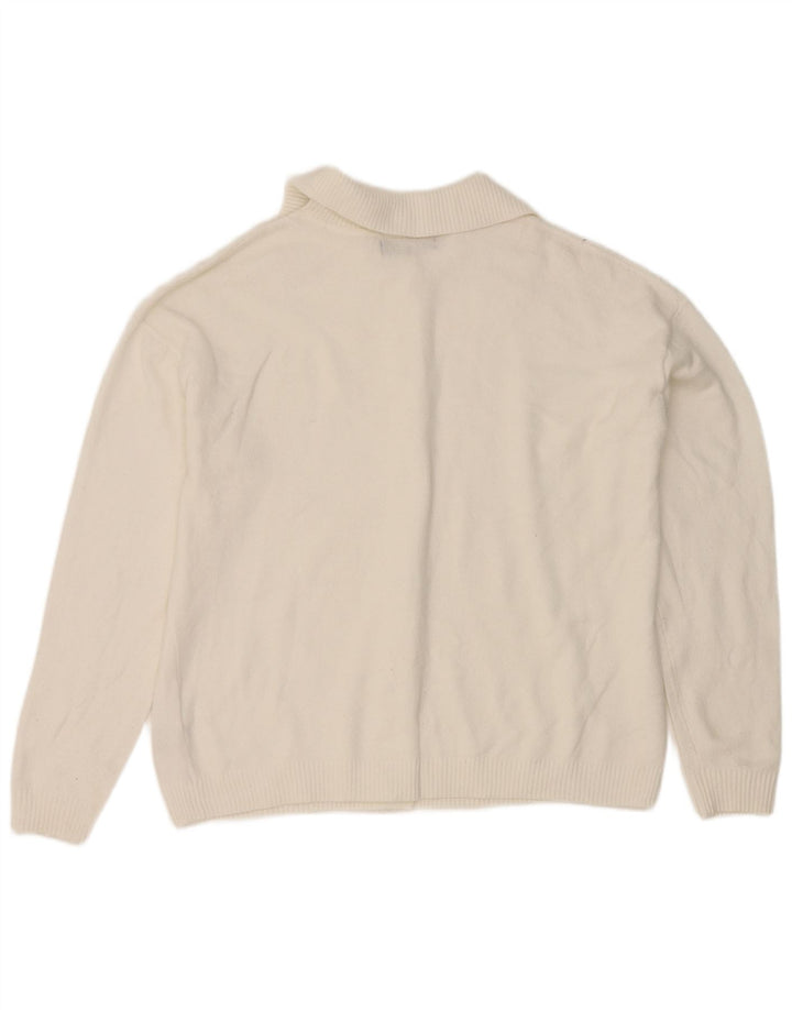 Marks & Spencer Pull Cardigan Femme UK 14 Polyester Blanc Moyen