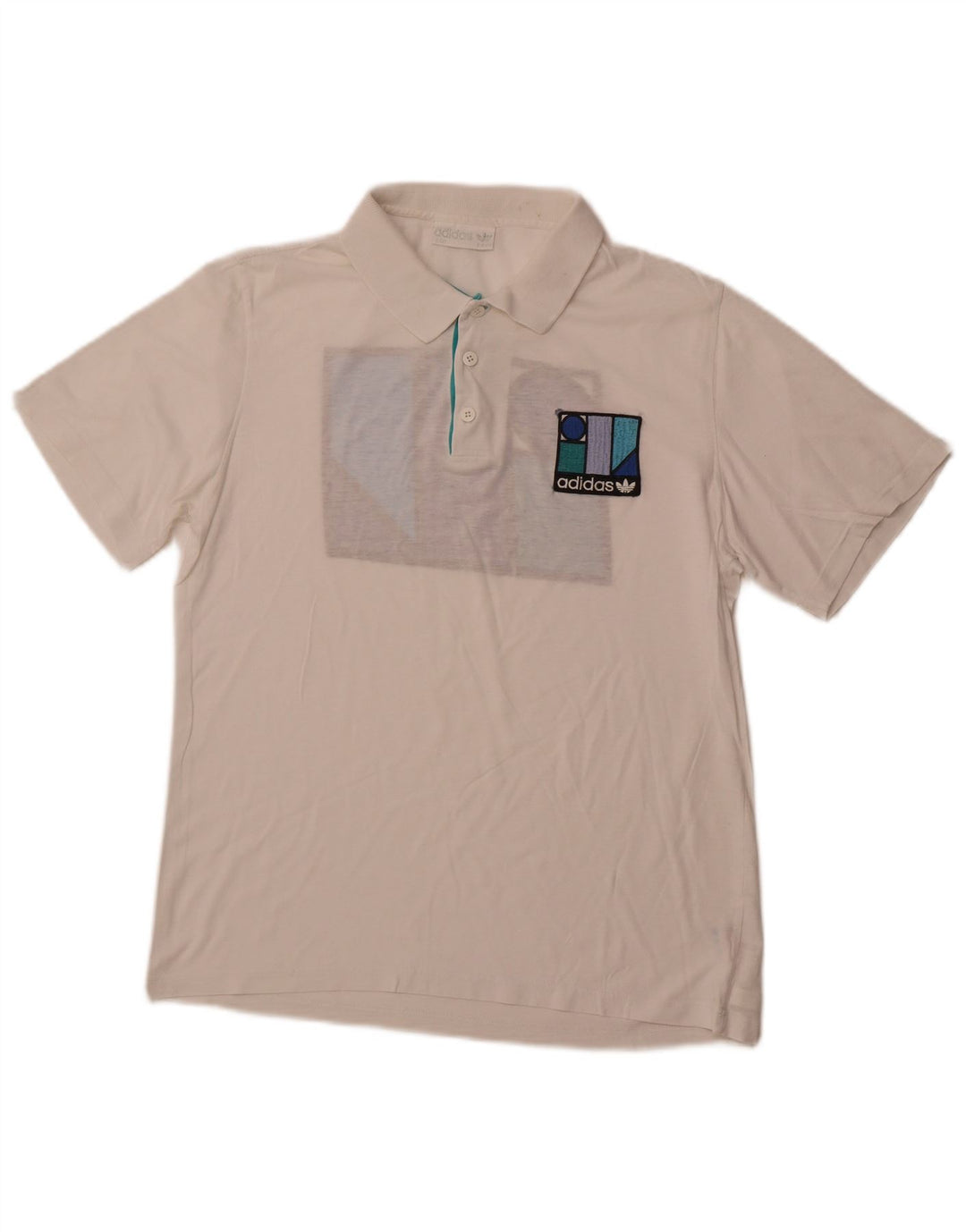 ADIDAS Polo graphique homme IT 50 coton blanc moyen