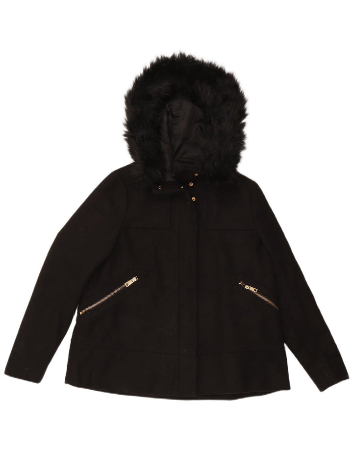Zara Veste coupe-vent à capuche pour femme UK 14 Medium Noir