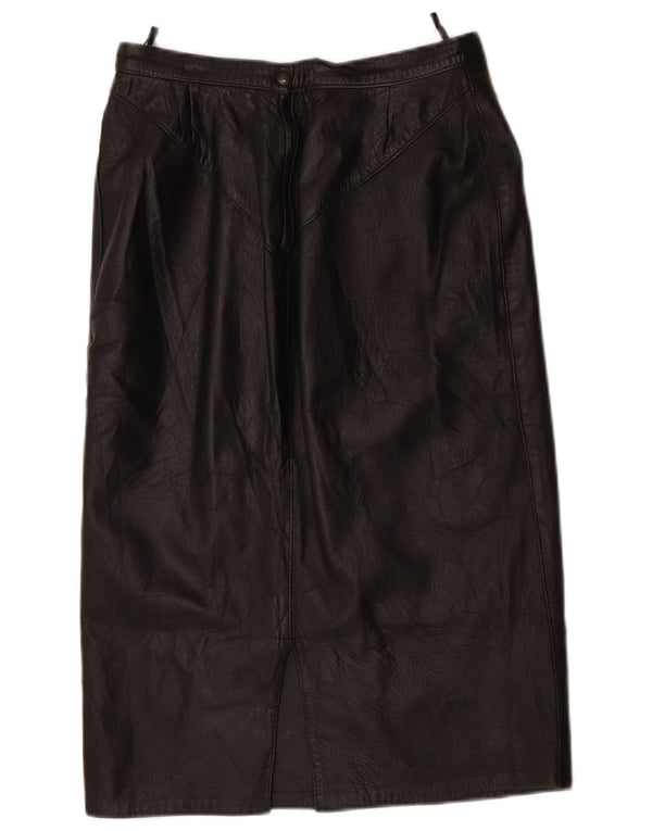 Vintage Womens Leather Skirt W28 Medium Black
