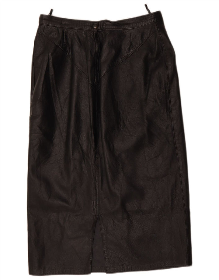 jupe en cuir femme vintage W28 Noir moyen