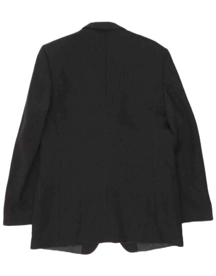 vintage Homme 2 Bouton Blazer Veste UK 38 Laine Vierge Noire Moyenne