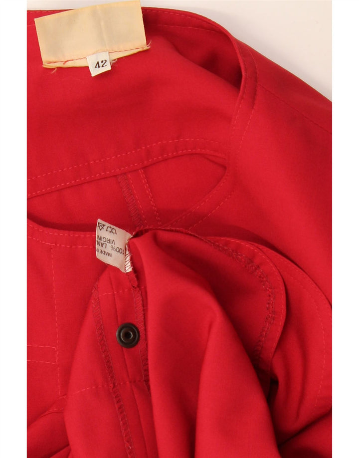 VINTAGE Chemisier Femme IT 42 Laine Vierge Rouge Moyen