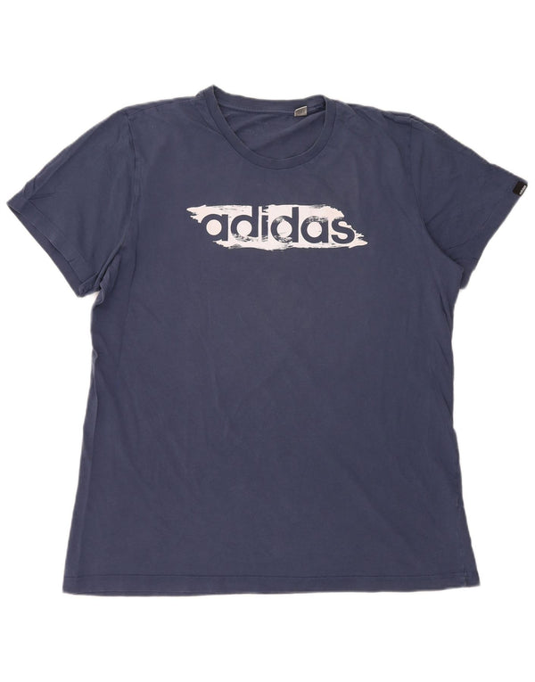 Adidas T-Shirt Graphique Homme Top XL Bleu Marine Coton