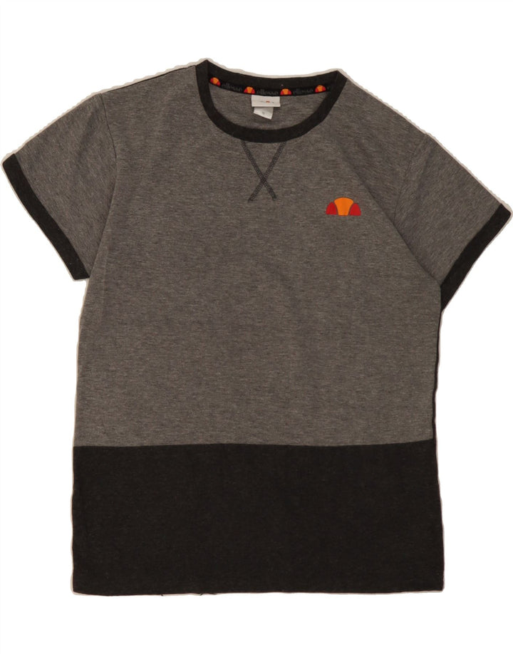 ELLESSE Womens T-Shirt Top UK 14 Medium Grey Colourblock Cotton Vintage Ellesse and Second-Hand Ellesse from Messina Hembry 