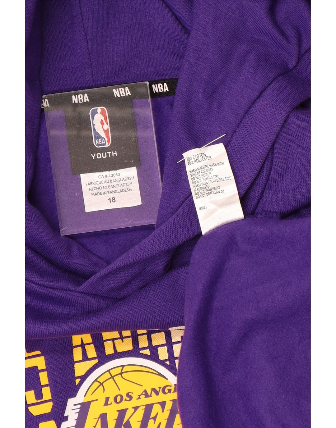 NBA Garçon Los Angeles Lakers Graphic Sweat à capuche 15-16 ans Violet