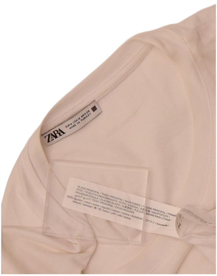 Zara Femme Chemisier Top UK 14 Moyen Blanc Coton