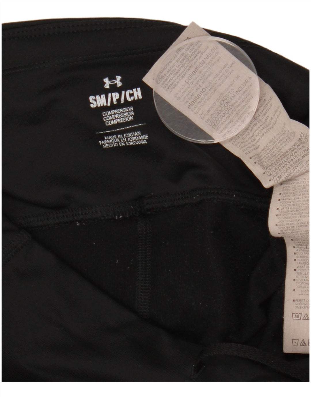 UNDER ARMOUR Leggings Femme UK 10 Petit Noir Géométrique Polyamide