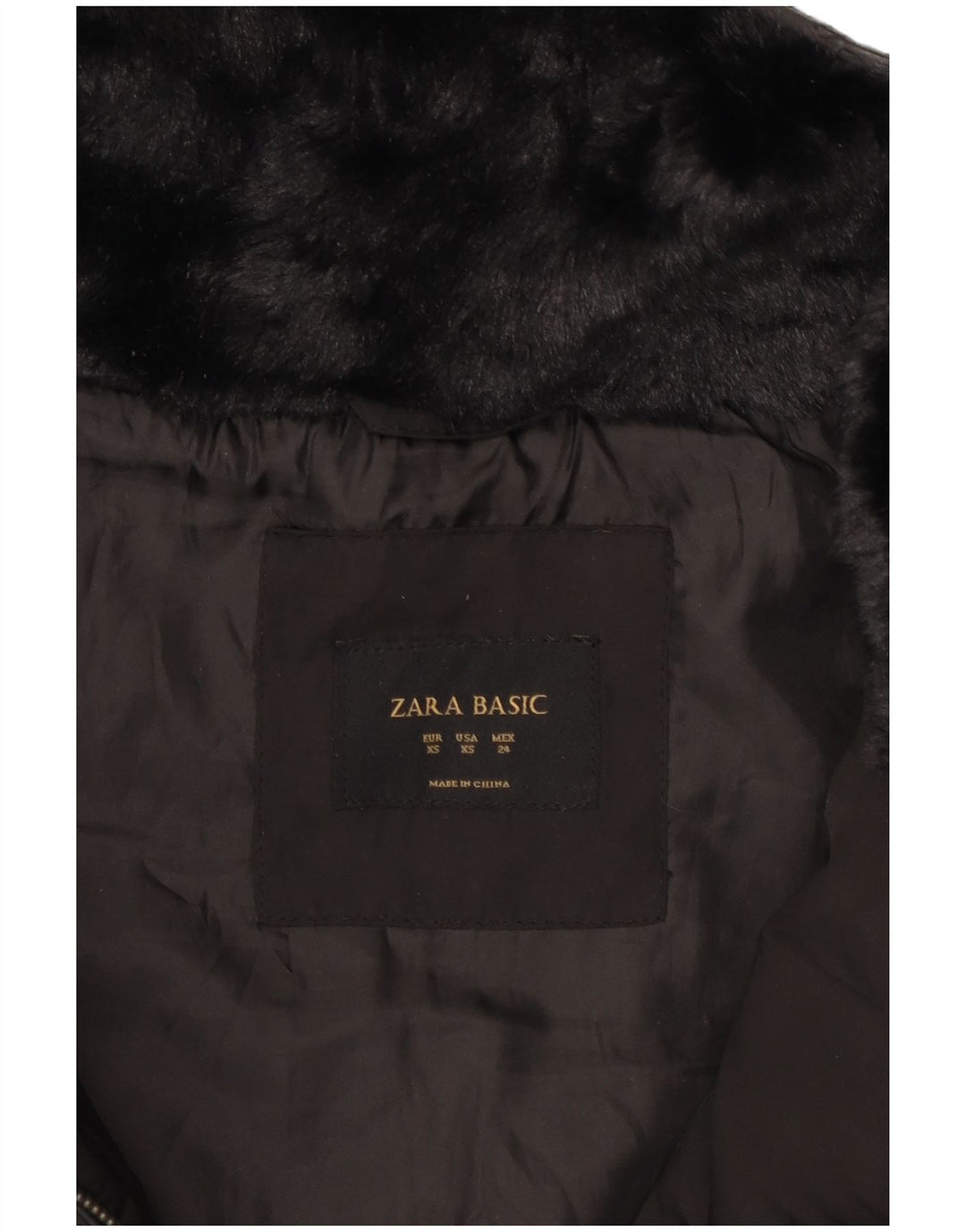 Zara Veste matelassée à capuche pour femme UK 6 XS Noir Polyester