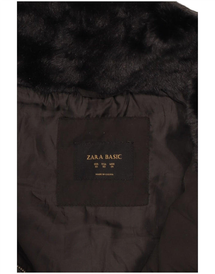 Zara Veste matelassée à capuche pour femme UK 6 XS Noir Polyester