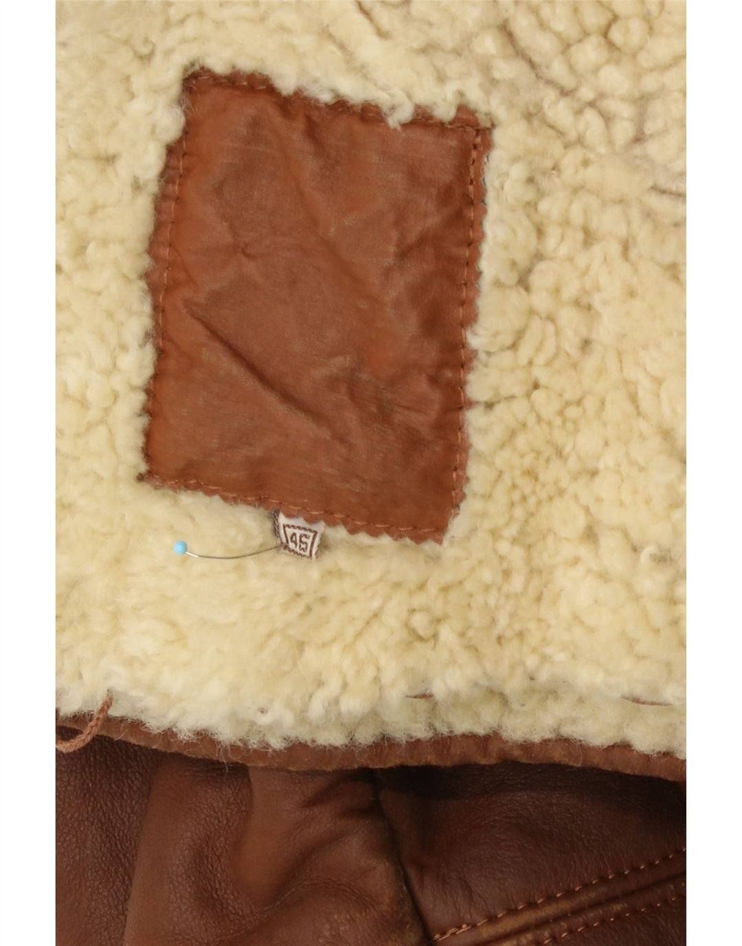 vintage Mens Loose Fit Shearling Jacket IT 46 Petit Cuir Marron