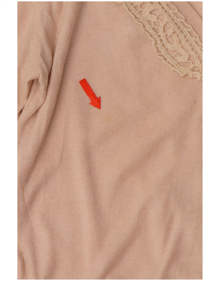 ZARA Femme Cardigan Pull UK 12 Moyen Beige Coton
