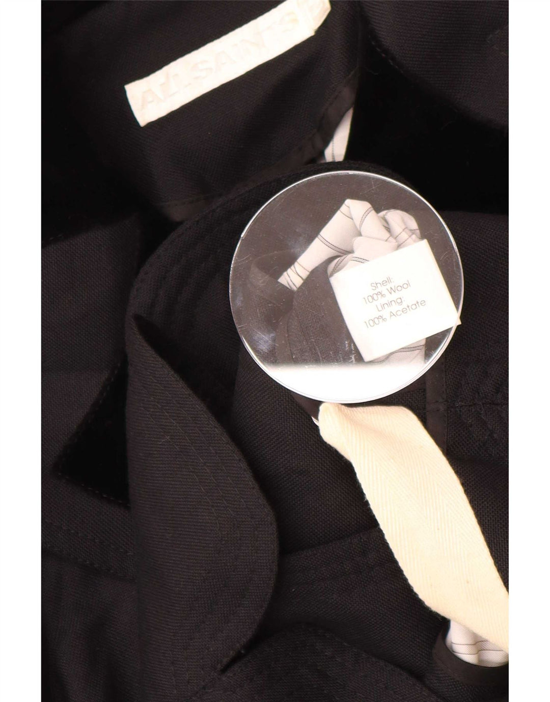 All Saints Veste Blazer Femme UK 12 Laine Colorblock Noir Moyen