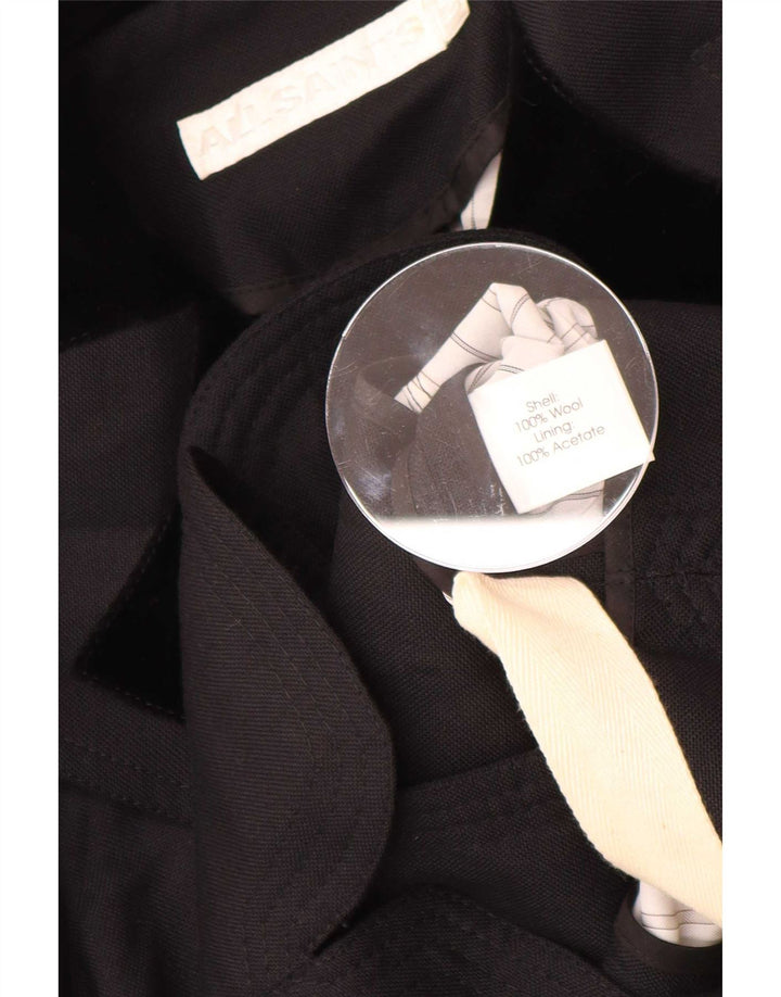 All Saints Veste Blazer Femme UK 12 Laine Colorblock Noir Moyen