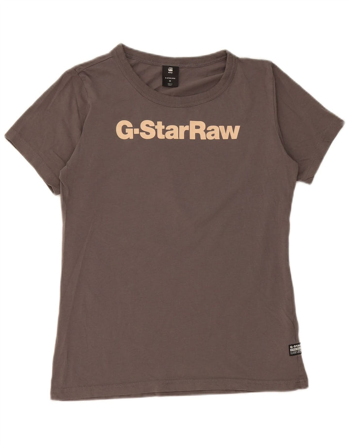 G-Star T-shirt graphique pour femme UK 12 Gris moyen Coton