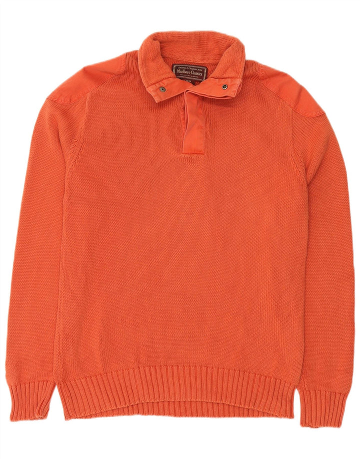 Marlboro Classics Pull à col boutonné pour homme Grand coton orange