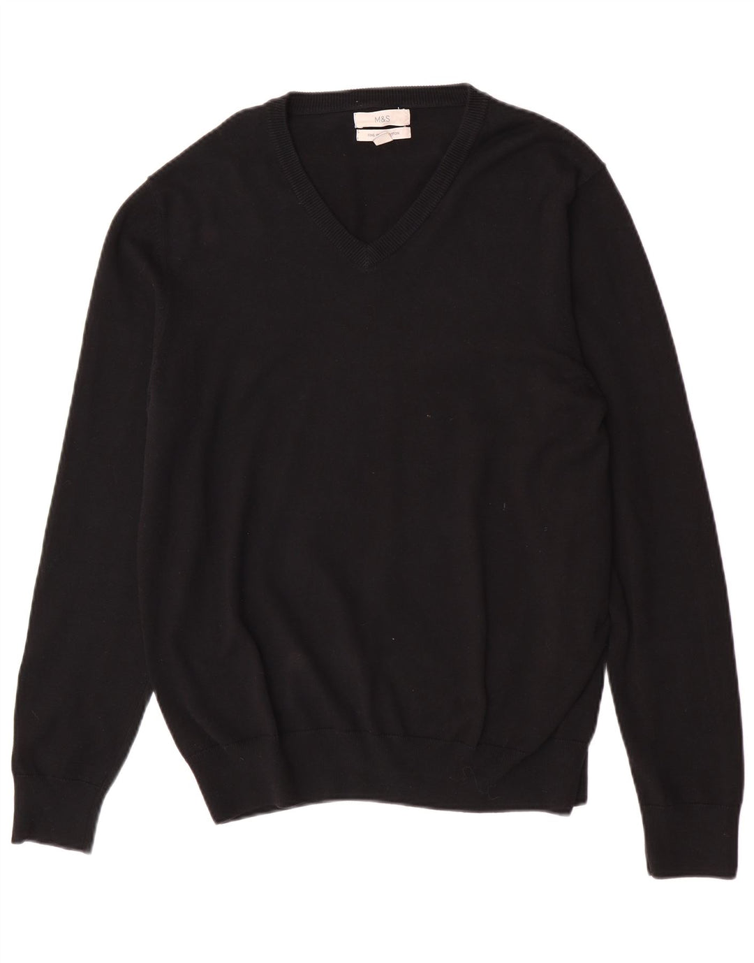 Marks & Spencer Pull col V pour homme en coton noir Taille L