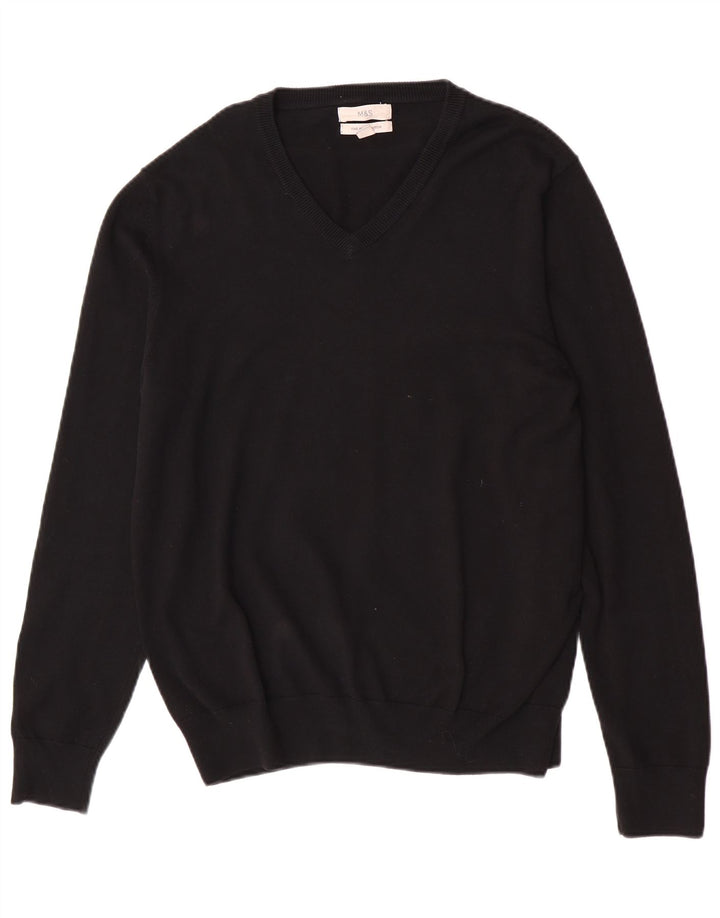 Marks & Spencer Pull col V pour homme en coton noir Taille L