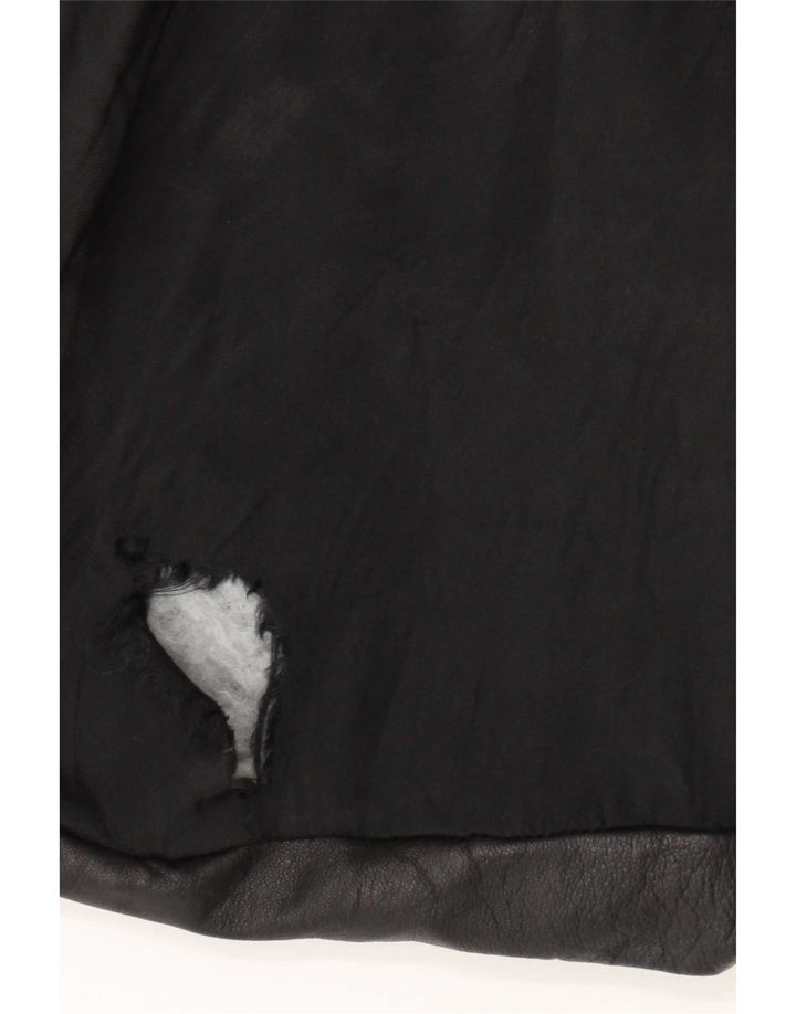 manteau en cuir femme vintage IT 46 Grand cuir noir