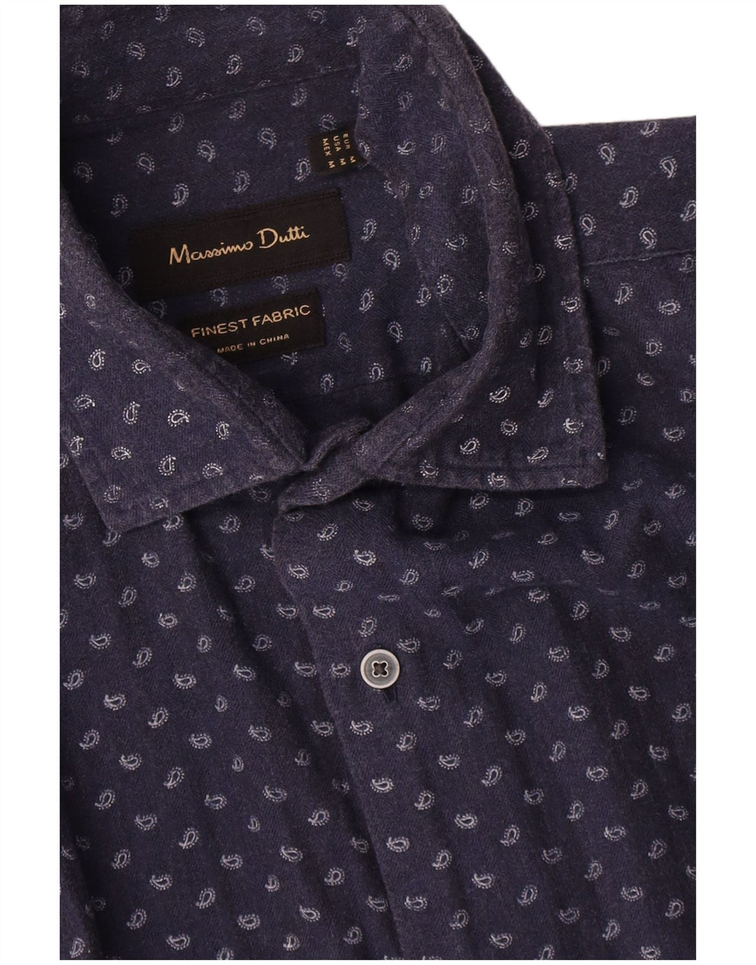 Massimo Dutti Chemise Homme Bleu Marine Moyen Paisley Coton