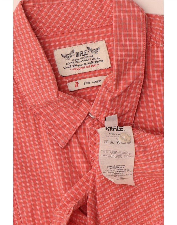 Rifle Chemise à manches courtes pour homme Grand coton vichy rouge
